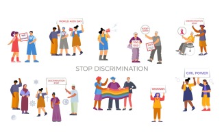 Discrimination Set Flat 210160212 Vector Illustration Concept