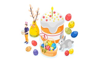 Easter Isometric Background 210130135 Vector Illustration Concept
