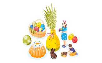 Easter Isometric Background 210130136 Vector Illustration Concept