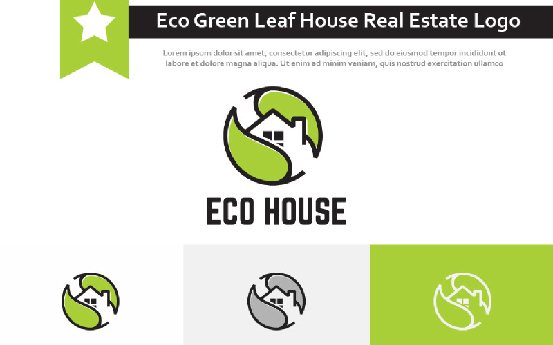 Eco Green Leaf House Home Real Estate Logo Logo Template