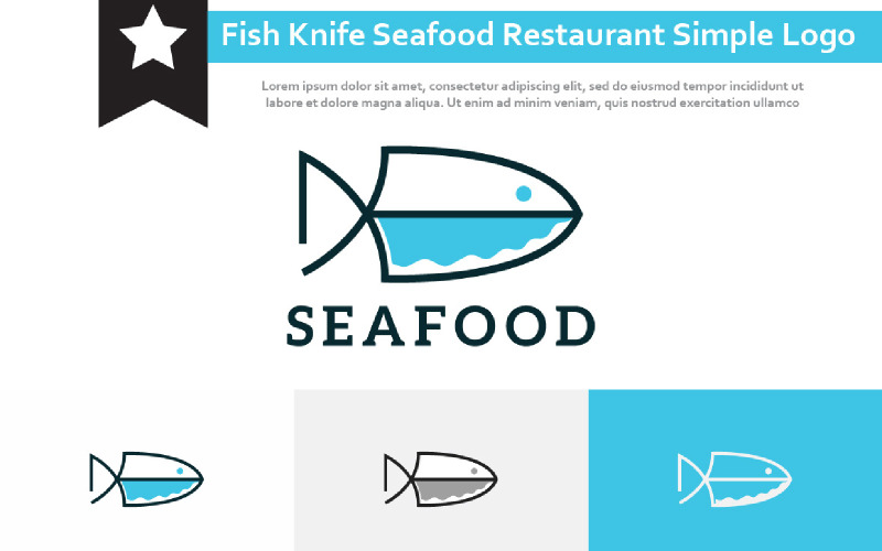 Fish Knife Seafood Restaurant Chef Simple Logo Logo Template