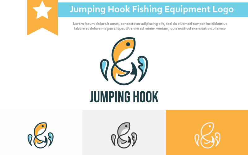 Jumping Hook Fishing Gear Club Equipment Logo Logo Template