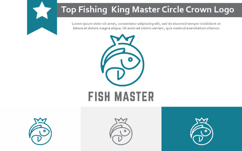 Top Fishing King Master Circle Crown Logo Logo Template