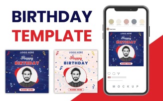 Creative & Modern Happy Birthday Social Media Post Template | Flyer Design