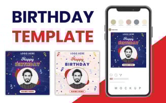 Creative, Modern Happy Birthday Social Media Post, Flyer, Banner, Poster Template