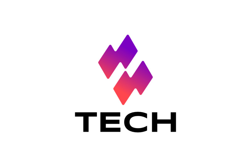 Flag Letter N Negative Space Tech Logo Logo Template