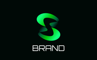 Gradient Tech Green Letter S Futuristic Logo