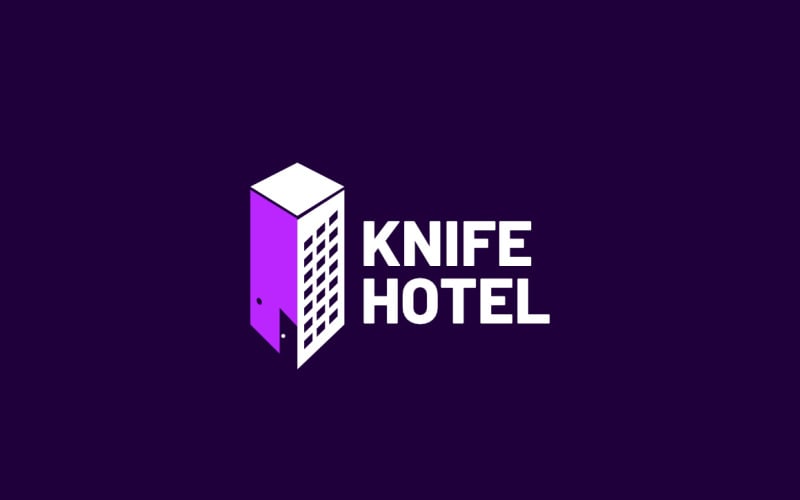 Knife Hotel Dual Meaning Clever Logo Logo Template