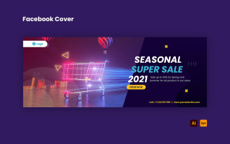 Seasonal Super Sale Facebook Cover Social Media Template
