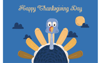 Thanksgiving Day with Cartoon Turkey Illustration