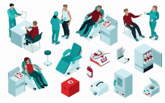 Isometric Blood Donor Set 201103208 Vector Illustration Concept