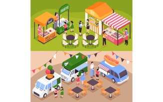 Isometric Food Courts Fair Banners 200912119 Vector Illustration Concept