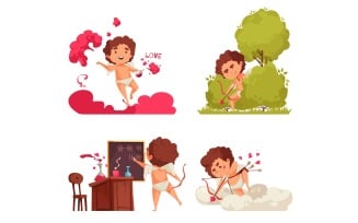 Amur Cupid Valentine Day Compositions 201112631 Vector Illustration Concept
