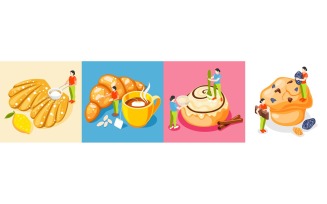 Bakery People Isometric 4X1 200930138 Vector Illustration Concept