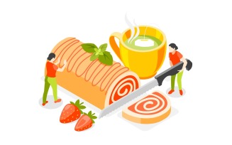 Bakery People Isometric Background 200930145 Vector Illustration Concept