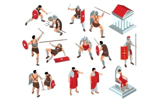 Isometric Ancient Rome Gladiators Set 201010522 Vector Illustration Concept