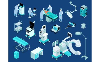 Isometric Medical Operating Room Surgeon Set 201203212 Vector Illustration Concept