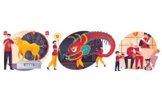 Chinese New Year Composition Flat 201251118 Vector Illustration Concept