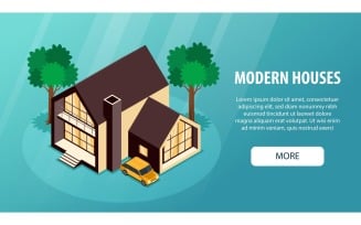 Isometric Modern Suburban Houses Horizontal Banner 210110529 Vector Illustration Concept