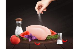 Salt Meat Realistic Composition 201230921 Vector Illustration Concept