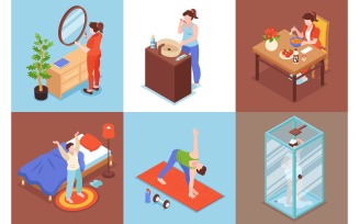 Isometric Morning Routine Design Concept 201212127 Vector Illustration Concept