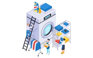 Laundry Washing Isometric 210103907 Vector Illustration Concept
