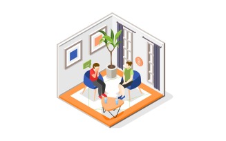Mutual Help Isometric Composition 201230105 Vector Illustration Concept