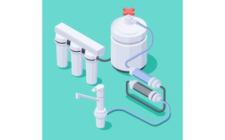 Water Filtration System Isometric Composition 201260740 Vector Illustration Concept