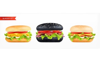 Burger Types Realistic 201230909 Vector Illustration Concept
