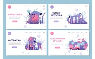 Coronavirus Covid-19 Vaccine Vaccination Web Site Cards Flat 201260716 Vector Illustration Concept