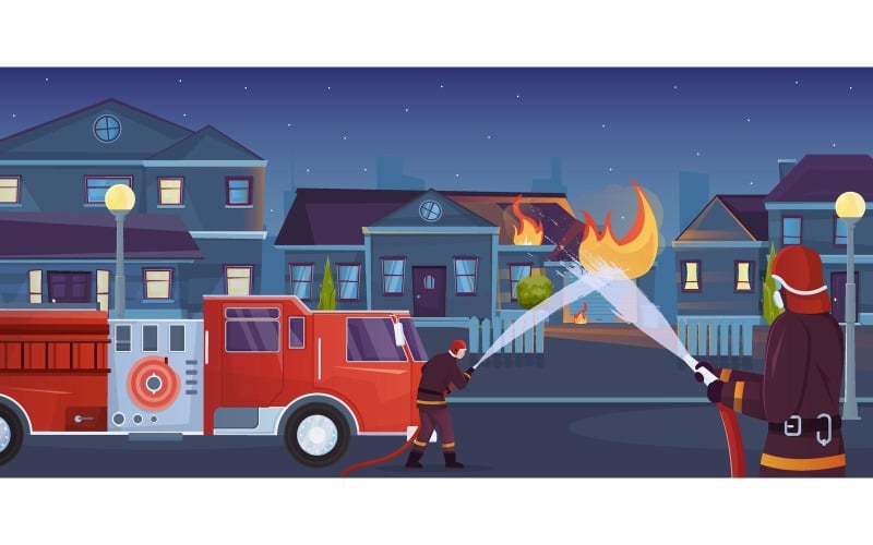 Firefighters City Flat 210151102 Vector Illustration Concept