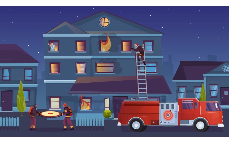 Firefighters House Flat 210151105 Vector Illustration Concept