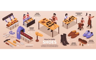 Isometric Shoes Manufacturing Infographics 210112134 Vector Illustration Concept
