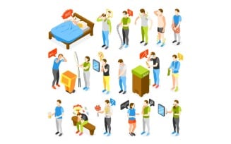 Men Problems Isometric Icons 201130101 Vector Illustration Concept