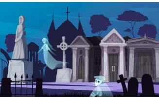 Old Cemetery Ghost 210112605 Vector Illustration Concept