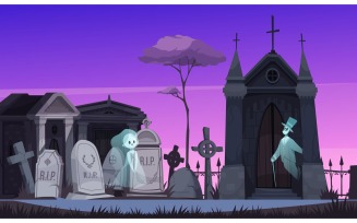 Old Cemetery Ghost 210112607 Vector Illustration Concept