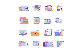 Planning And Scheduling Flat Icons 201240217 Vector Illustration Concept