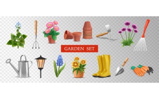 Realistic Garden Transparent Set 201230532 Vector Illustration Concept