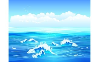 Sea Ocean Wave Sky 201251832 Vector Illustration Concept
