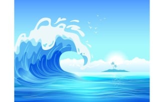 Sea Ocean Wave Tropical Beach 201251835 Vector Illustration Concept
