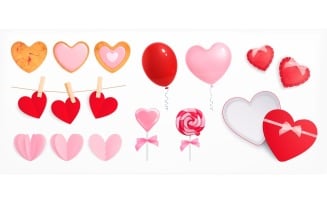 Valentine'S Day Hearts Realistic Set 201230939 Vector Illustration Concept