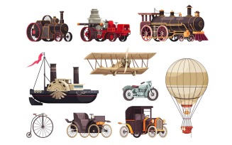 Vintage Passenger Transport Set 201112644 Vector Illustration Concept