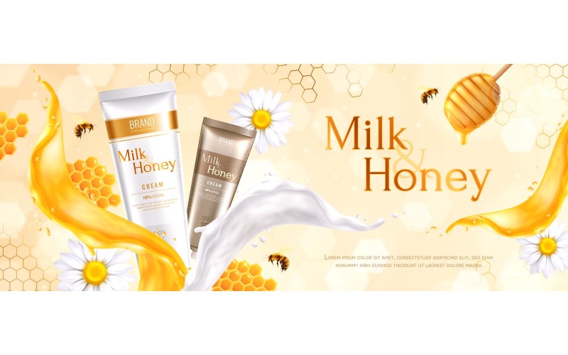 Honey Cosmetics Advertising Composition Realistic 210130911 Vector Illustration Concept