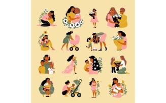 Mothers Day Color Set 210160509 Vector Illustration Concept