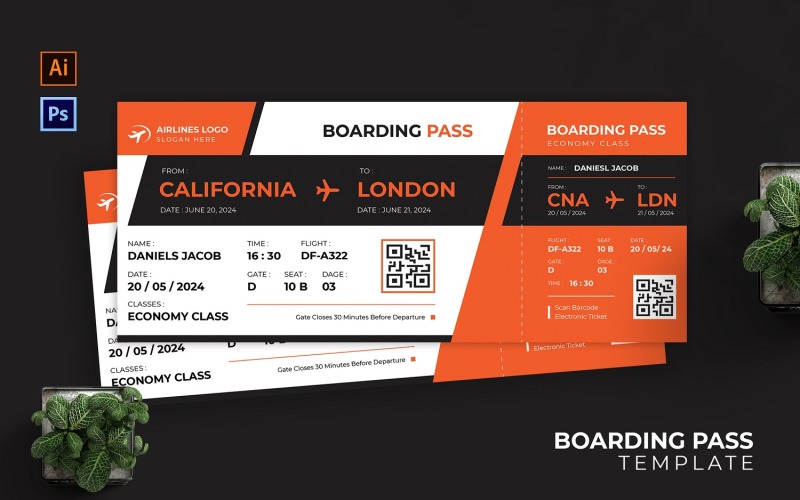 Airlines Pass Boarding Pass Corporate Identity