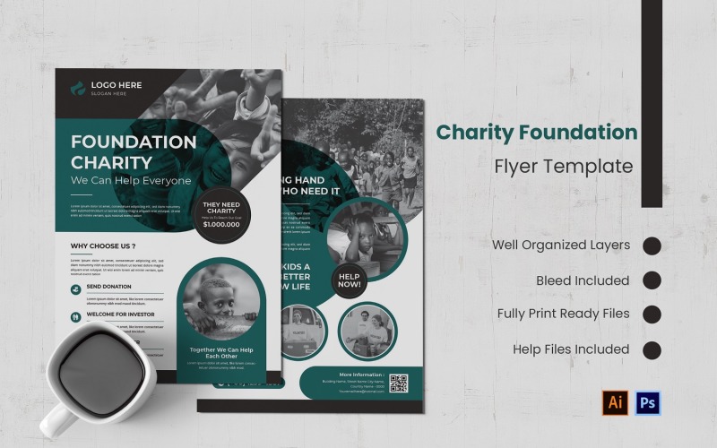 Charity Foundation Flyer Template Corporate Identity