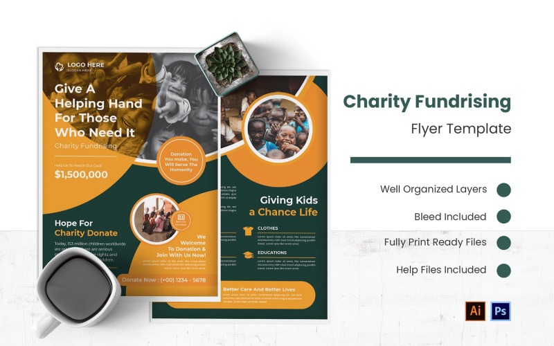 Charity Fundrising Flyer Template Corporate Identity