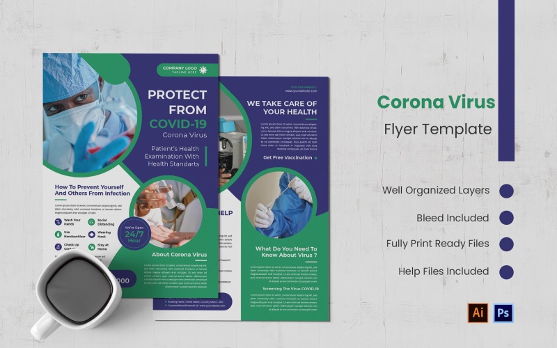 Corona Virus Flyer Template Corporate Identity