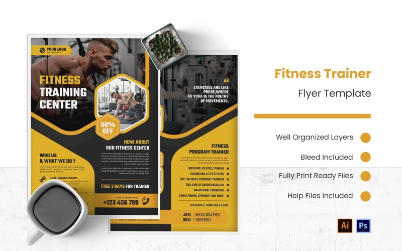 Fitness Trainer Flyer Template Corporate Identity