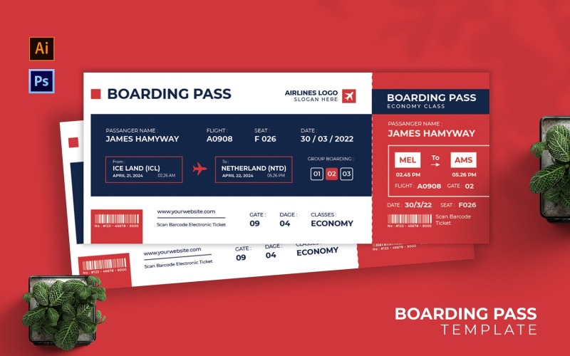 Modern Ticket Boarding Pass Corporate Identity